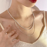 925 Silver Layered Bar Necklace Clavicle Chains NK163