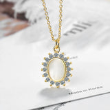 925 Sterling Silver Opal Flower Necklace for Women