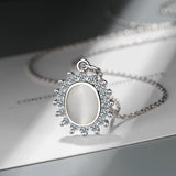 925 Sterling Silver Opal Flower Necklace for Women