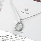 925 Sterling Silver Opal Flower Necklace for Women