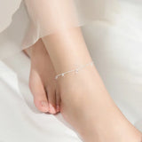 925 Silver Crystal Ankle Chain for Women Beach Jewelry Bracelet