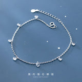 925 Silver Crystal Ankle Chain for Women Beach Jewelry Bracelet