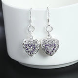 925 Silver Heart Dangle Earrings Wedding Jewelry
