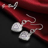 925 Silver Heart Dangle Earrings Wedding Jewelry