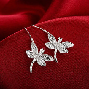 925 Silver Dragonfly Jewelry Set with Crystals