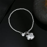 925 Silver Kitty Cat Bracelet Women Jewelry Wedding Accessory