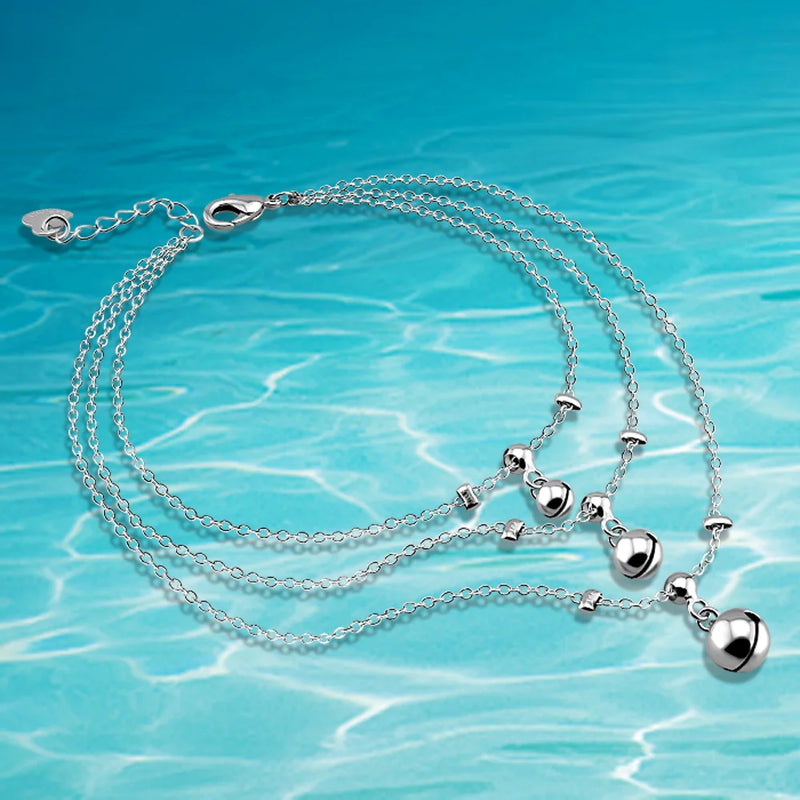 925 Silver Multi-Layer Bell Anklet for Women