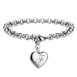 925 Silver Heart Bracelet 26 Letters Charm Wedding Jewelry