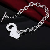 925 Silver Heart Pendant Bracelet for Women Party Jewelry