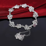 925 Silver Flowers Bracelet for Women Fine Jewelry Wedding Party Christmas
