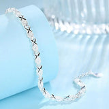 925 Silver Cross Charm Bracelet for Wedding Jewelry