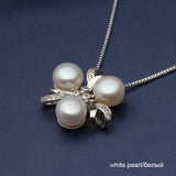 925 Silver Pearl Necklace for Women Freshwater Pearl Pendant Zircon Chain