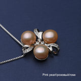 925 Silver Pearl Necklace for Women Freshwater Pearl Pendant Zircon Chain