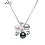 925 Silver Pearl Necklace for Women Freshwater Pearl Pendant Zircon Chain