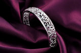 925 Silver Hollow Pattern Bangles for Women, Adjustable Wedding Party Jewelry