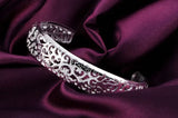 925 Silver Hollow Pattern Bangles for Women, Adjustable Wedding Party Jewelry
