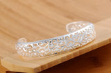 925 Silver Hollow Pattern Bangles for Women, Adjustable Wedding Party Jewelry