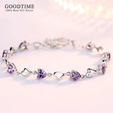 925 Silver Heart Bracelet CZ Bangle For Party
