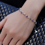 925 Silver Heart Bracelet CZ Bangle For Party