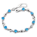 925 Silver Heart Bracelet CZ Bangle For Party
