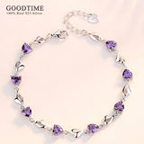 925 Silver Heart Bracelet CZ Bangle For Party