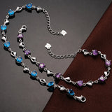 925 Silver Heart Bracelet CZ Bangle For Party
