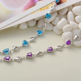 925 Silver Heart Bracelet CZ Bangle For Party