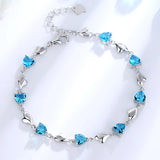 925 Silver Heart Bracelet CZ Bangle For Party