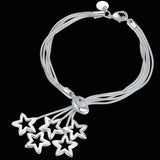 925 Silver Tassel Chain Star Pendant Bracelet for Women