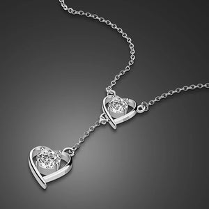 925 Silver Heart Pendant Necklace with Zircon, Charm Bijoux