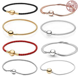 925 Silver 3-Thread Chain Charm Bracelet for DIY Beads
