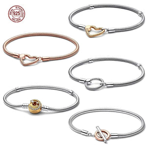 925 Sterling Silver Two-Color Heart Bracelet