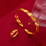 24k Wheat Double Water Ripple Bracelet for Women Wedding Jewelry