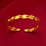 24k Wheat Double Water Ripple Bracelet for Women Wedding Jewelry