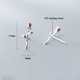 925 Sterling Silver Rose Flower Stud Earrings for Women - Plant Jewelry Gift