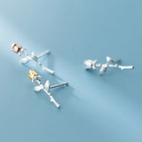 925 Sterling Silver Rose Flower Stud Earrings for Women - Plant Jewelry Gift