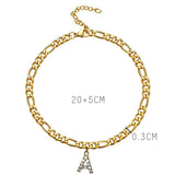 Zircon Initial Letter Charm Anklet for Women's Party Beach Jewelry