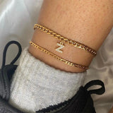 Zircon Initial Letter Charm Anklet for Women's Party Beach Jewelry