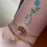 Zircon Initial Letter Charm Anklet for Women's Party Beach Jewelry