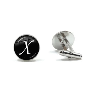 Silver Alphabet Cufflinks for Men Shirt Wedding Cuff Links