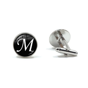 Silver Alphabet Cufflinks for Men Shirt Wedding Cuff Links