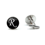 Silver Alphabet Cufflinks for Men Shirt Wedding Cuff Links