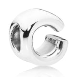 925 Sterling Silver A-Z Smooth Alphabet Letter Charm Beads for Bracelet Bangle
