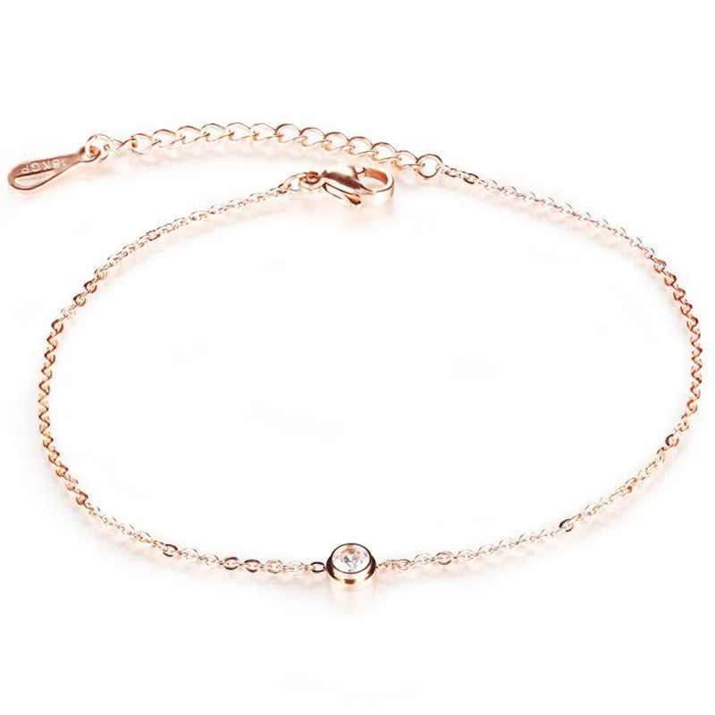AAA+ CZ Woman Anklets Casual/Sporty Steel Ankle Bracelet