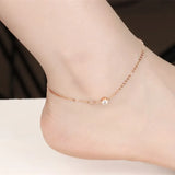 AAA+ CZ Woman Anklets Casual/Sporty Steel Ankle Bracelet