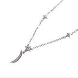 Zircon 925 Silver Moon & Stars Chain Necklace Pendant