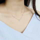 Zircon 925 Silver Moon & Stars Chain Necklace Pendant