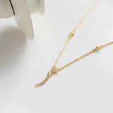 Zircon 925 Silver Moon & Stars Chain Necklace Pendant