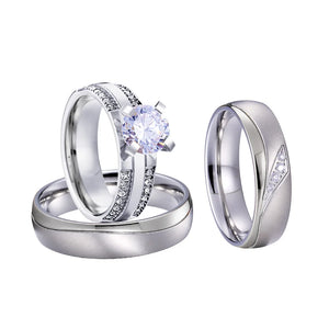 3pcs Couples Wedding Rings Set Men Women Proposal Ringe Marriage