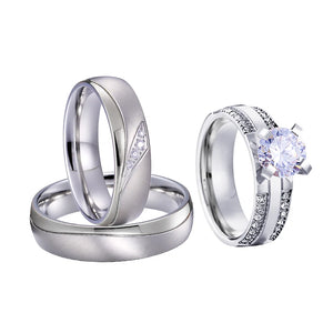 3pcs Couples Wedding Rings Set Men Women Proposal Ringe Marriage